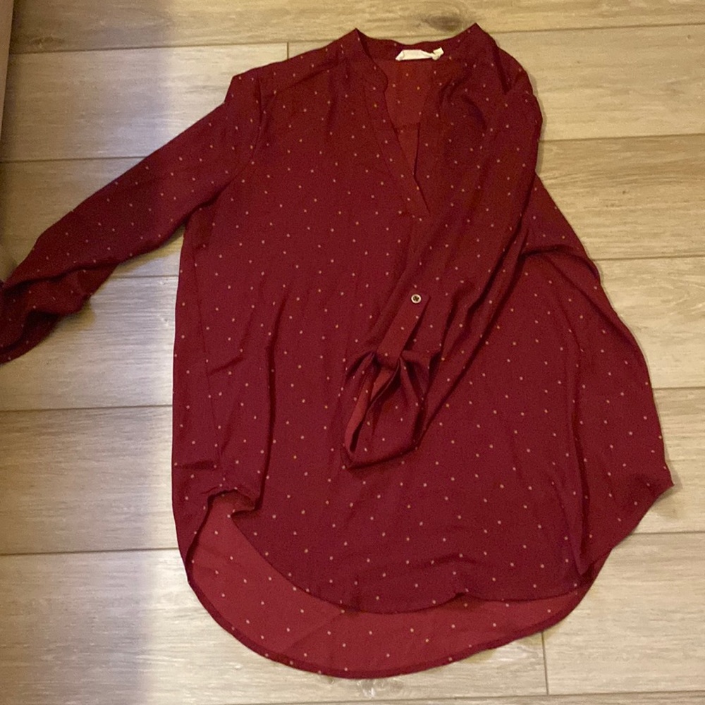 Burgundy polka dot top